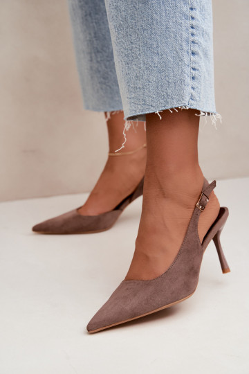 Sandali in suede sintetico Czekolado Cassy con tacco sottile color khaki 2