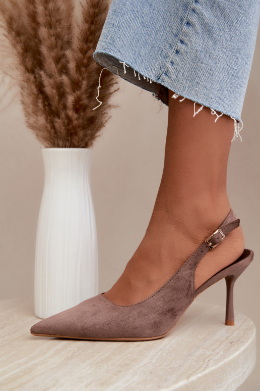 Sandali in suede sintetico Czekolado Cassy con tacco sottile color khaki