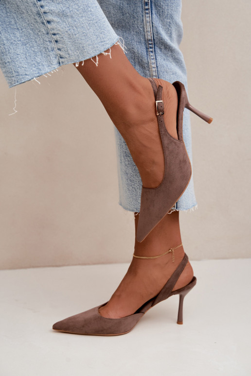 Sandali in suede sintetico Czekolado Cassy con tacco sottile color khaki