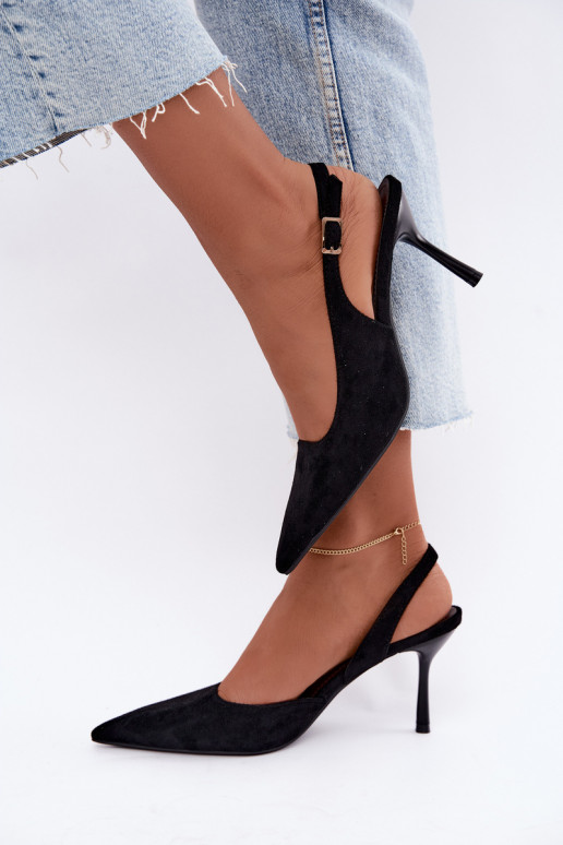 Sandali in suede sintetico Czekolado Cassy con tacco sottile neri