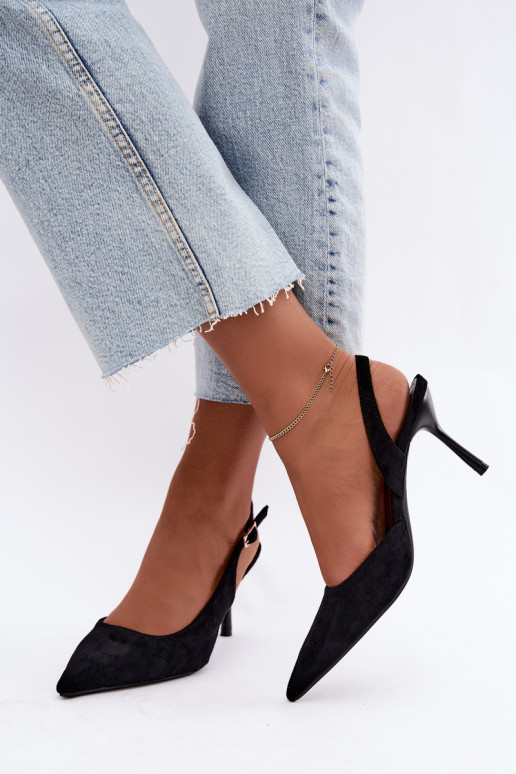 Sandali in suede sintetico Czekolado Cassy con tacco sottile neri
