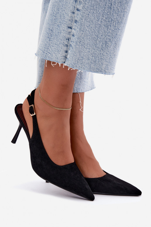 Sandali in suede sintetico Czekolado Cassy con tacco sottile neri