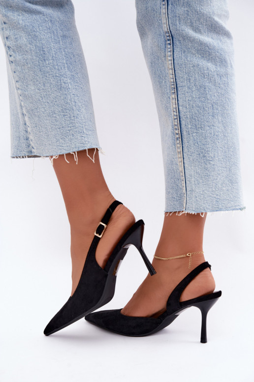 Sandali in suede sintetico Czekolado Cassy con tacco sottile neri