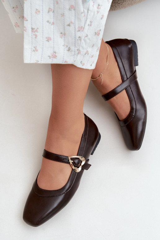 ballet flats con fibbie e cuori in cioccolato Relsa