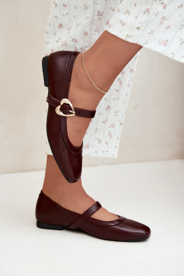 ballet flats con fibbie e cuori in bordeaux Relsa