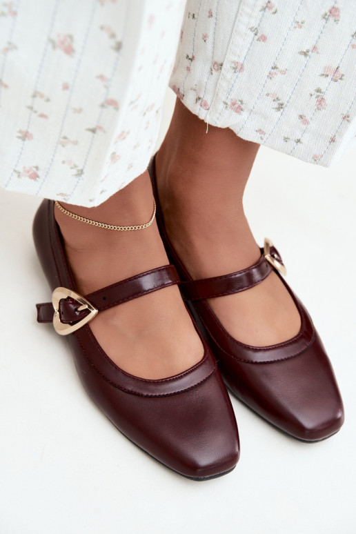 ballet flats con fibbie e cuori in bordeaux Relsa