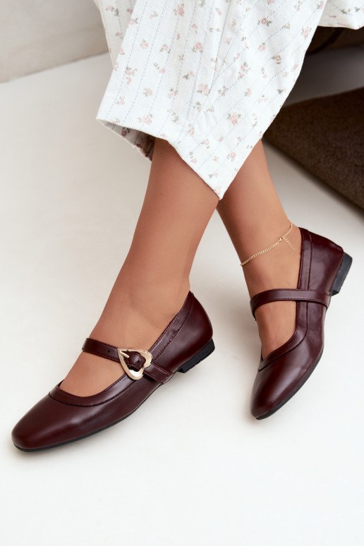 ballet flats con fibbie e cuori in bordeaux Relsa