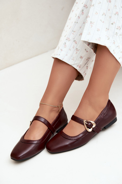 ballet flats con fibbie e cuori in bordeaux Relsa