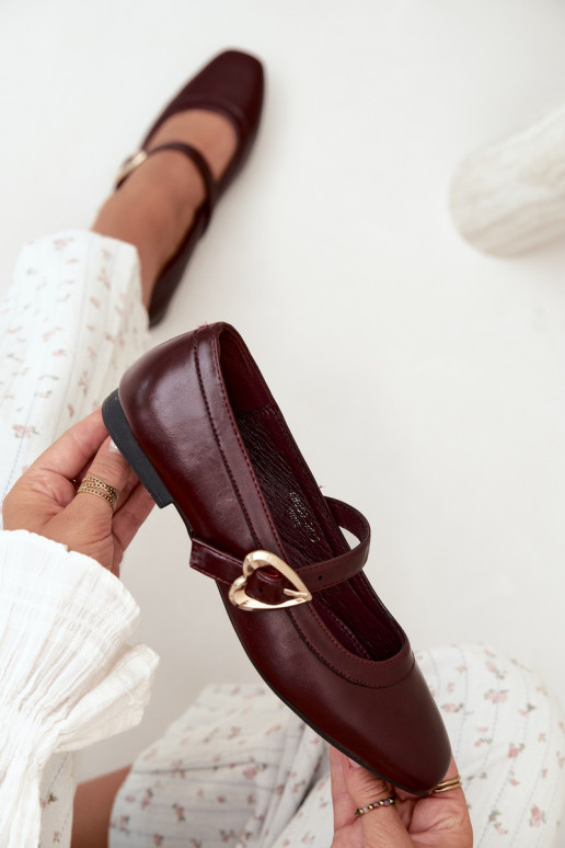 ballet flats con fibbie e cuori in bordeaux Relsa