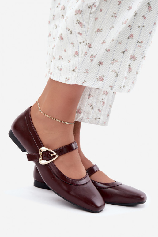 ballet flats con fibbie e cuori in bordeaux Relsa