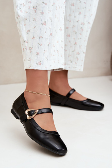 ballet flats con fibbie e cuori in nero Relsa 2