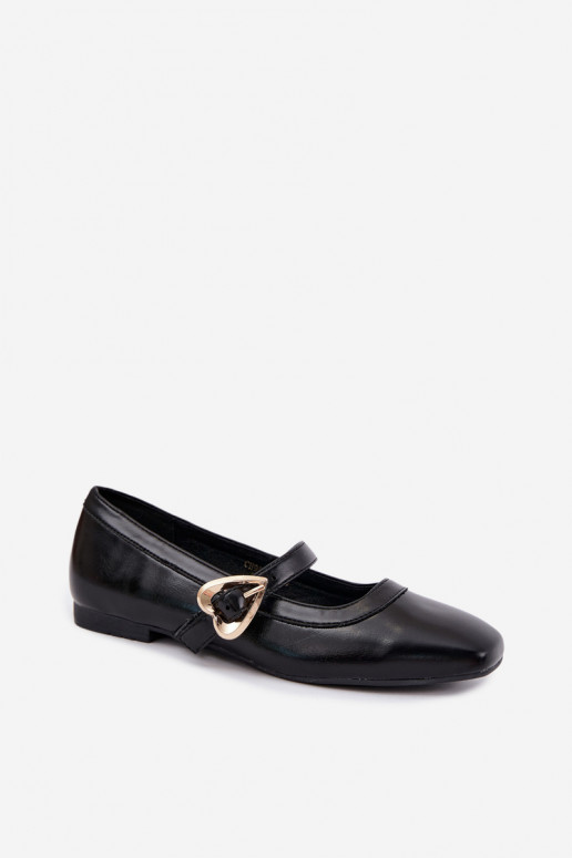 ballet flats con fibbie e cuori in nero Relsa