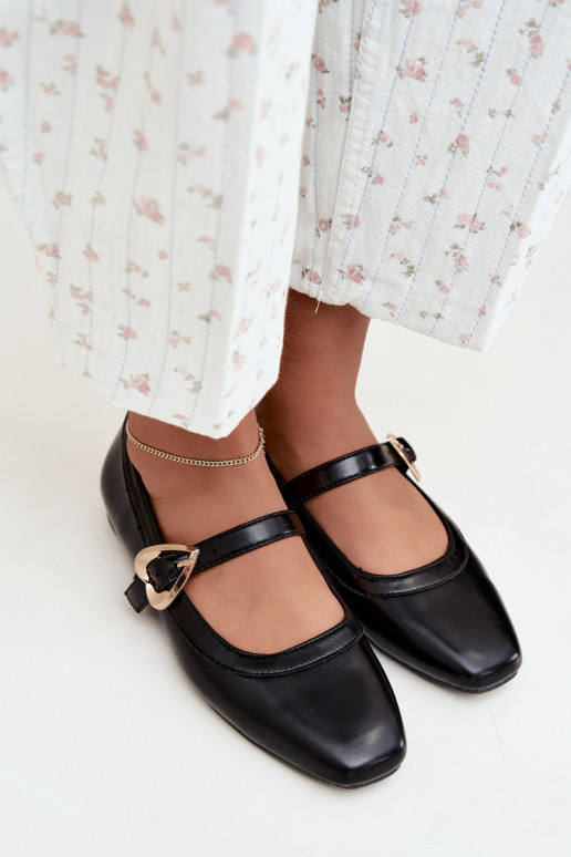 ballet flats con fibbie e cuori in nero Relsa