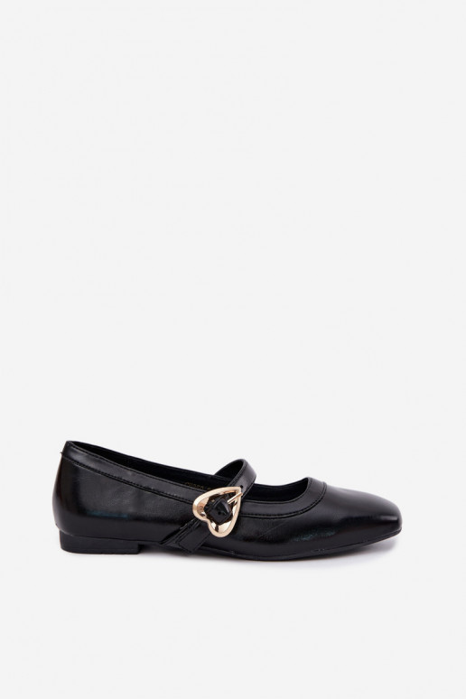 ballet flats con fibbie e cuori in nero Relsa