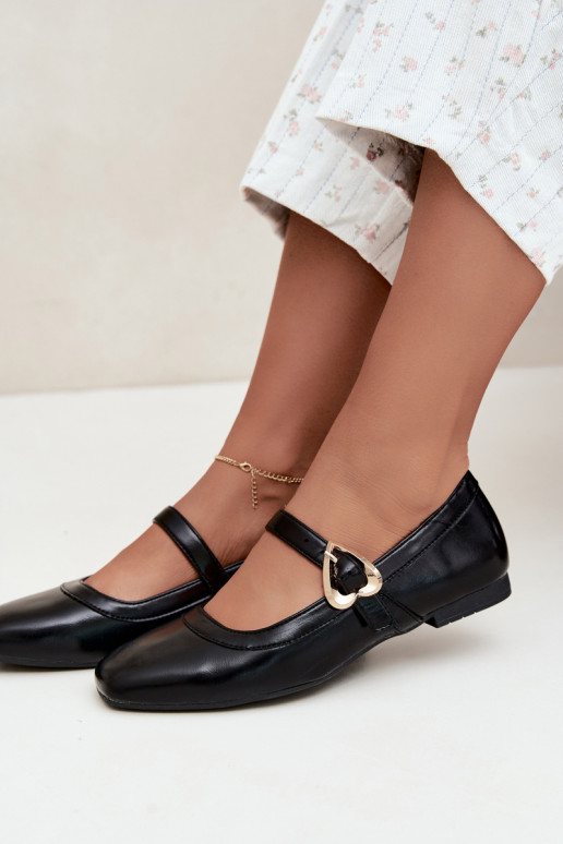ballet flats con fibbie e cuori in nero Relsa