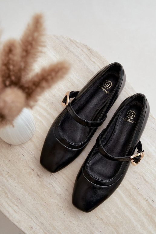 ballet flats con fibbie e cuori in nero Relsa