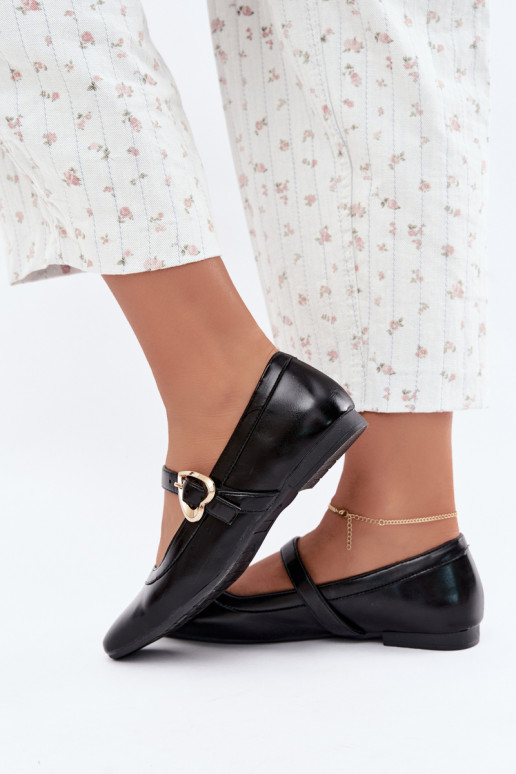 ballet flats con fibbie e cuori in nero Relsa