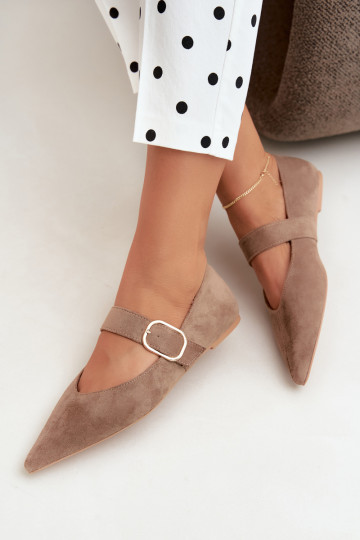 ballerine da donna con cinturini e fibbie color sabbia Melby