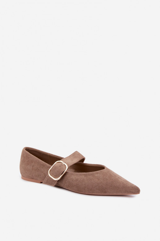ballerine da donna con cinturini e fibbie color sabbia Melby