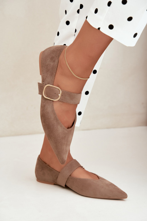 ballerine da donna con cinturini e fibbie color sabbia Melby