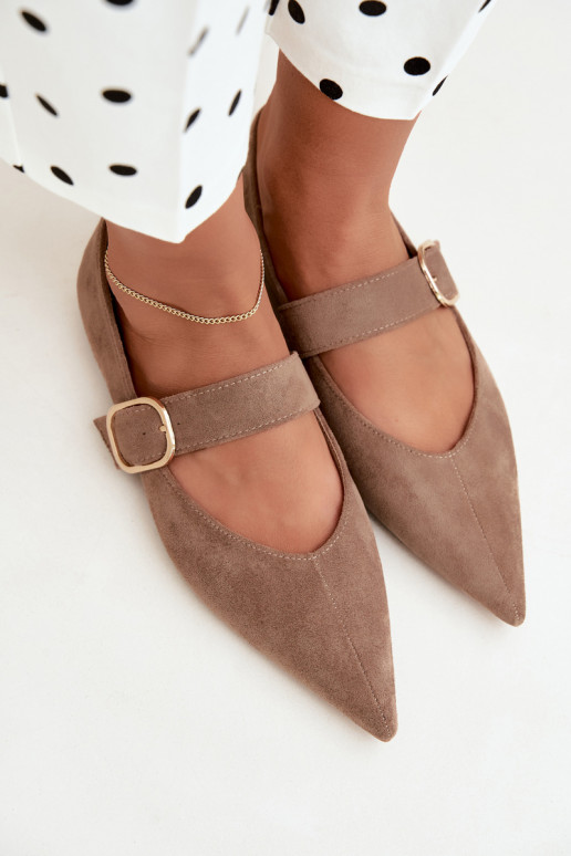 ballerine da donna con cinturini e fibbie color sabbia Melby