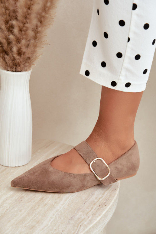 ballerine da donna con cinturini e fibbie color sabbia Melby