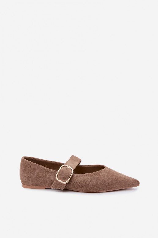 ballerine da donna con cinturini e fibbie color sabbia Melby
