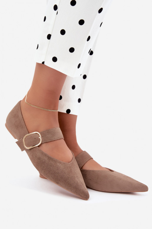 ballerine da donna con cinturini e fibbie color sabbia Melby