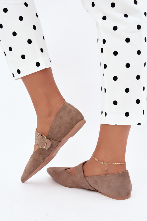 ballerine da donna con cinturini e fibbie color sabbia Melby