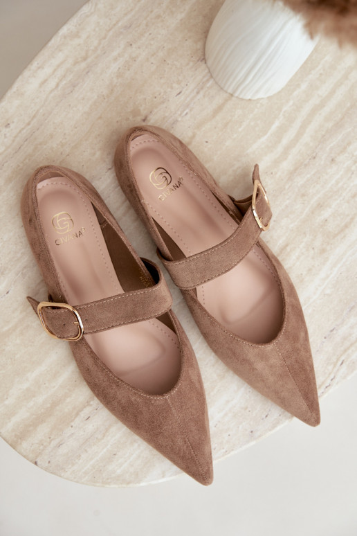 ballerine da donna con cinturini e fibbie color sabbia Melby