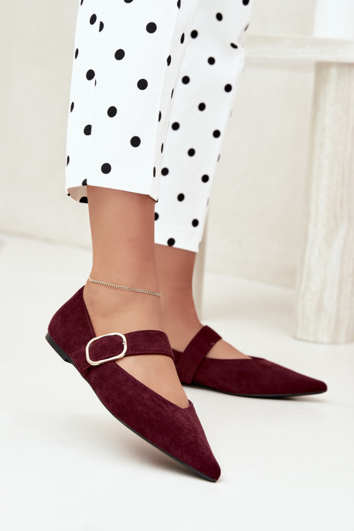 ballerine da donna con cinturini e fibbie color bordeaux Melby