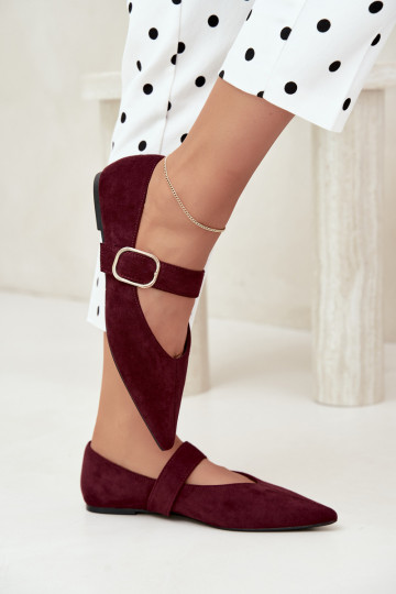 ballerine da donna con cinturini e fibbie color bordeaux Melby 2