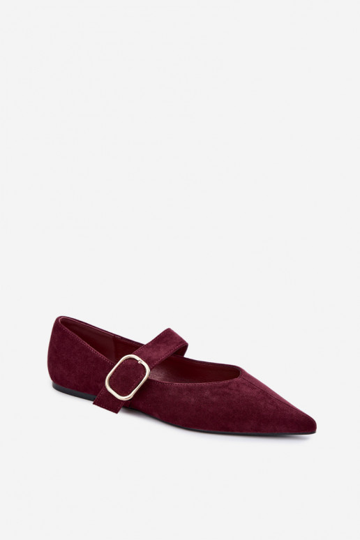 ballerine da donna con cinturini e fibbie color bordeaux Melby