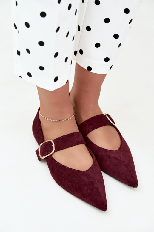 ballerine da donna con cinturini e fibbie color bordeaux Melby