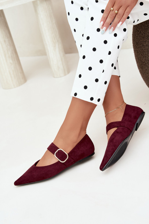 ballerine da donna con cinturini e fibbie color bordeaux Melby