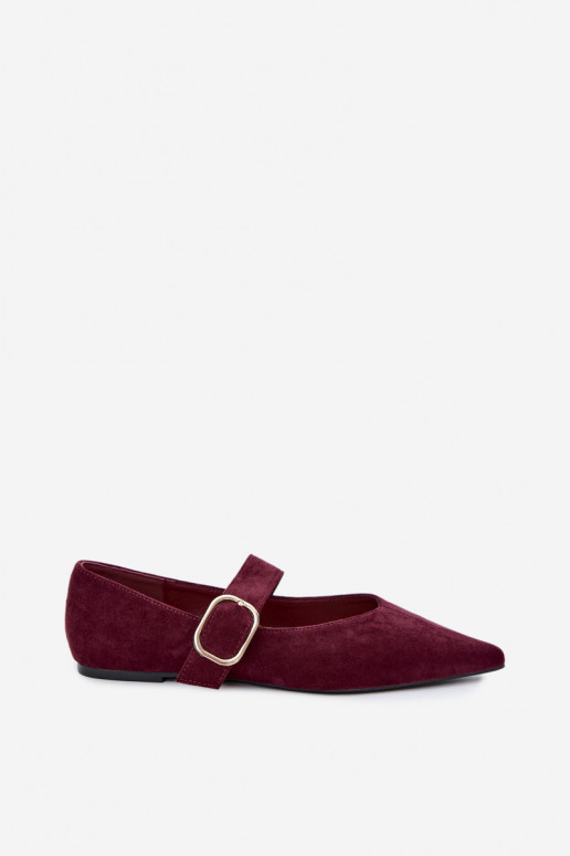 ballerine da donna con cinturini e fibbie color bordeaux Melby