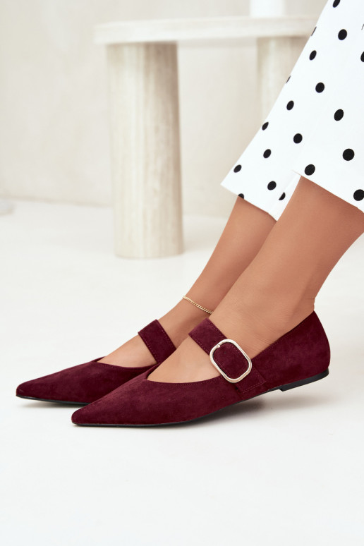ballerine da donna con cinturini e fibbie color bordeaux Melby
