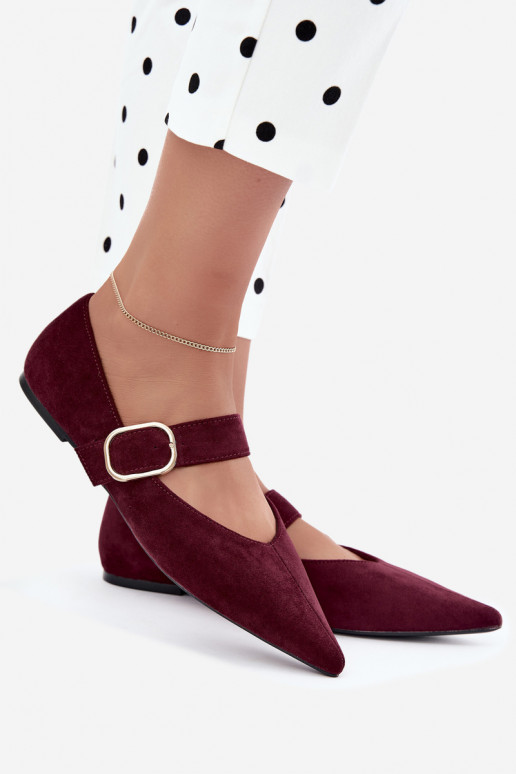 ballerine da donna con cinturini e fibbie color bordeaux Melby