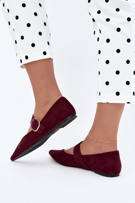 ballerine da donna con cinturini e fibbie color bordeaux Melby