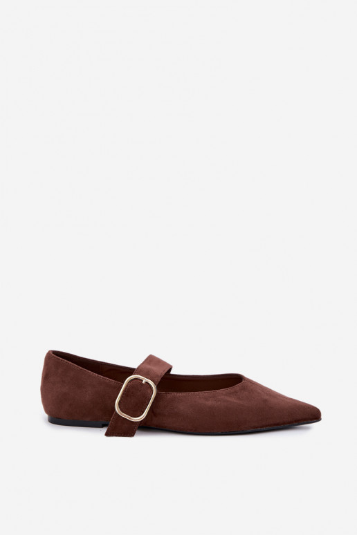 ballerine da donna con cinturini e fibbie color marrone Melby