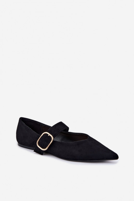 ballerine da donna con cinturini e fibbie color nero Melby