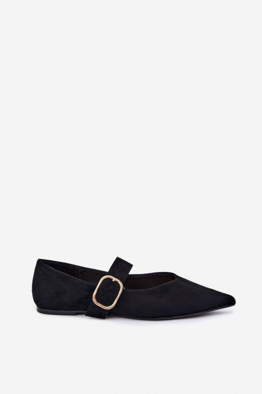 ballerine da donna con cinturini e fibbie color nero Melby