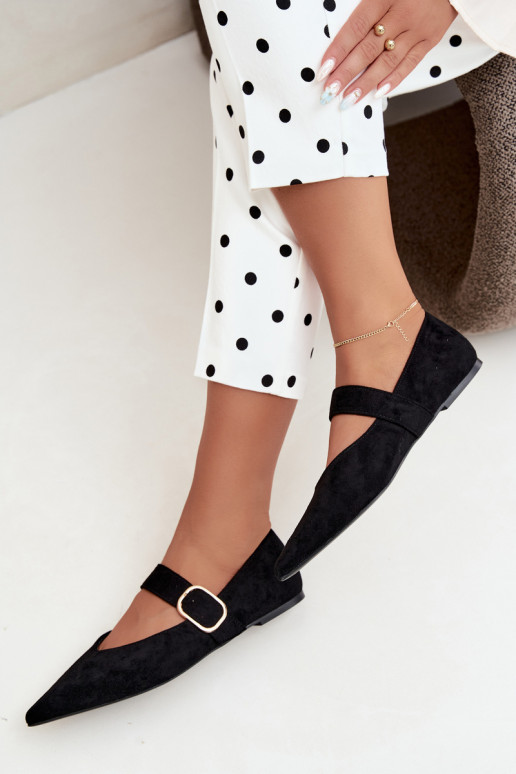 ballerine da donna con cinturini e fibbie color nero Melby