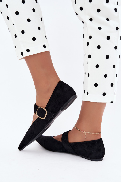 ballerine da donna con cinturini e fibbie color nero Melby