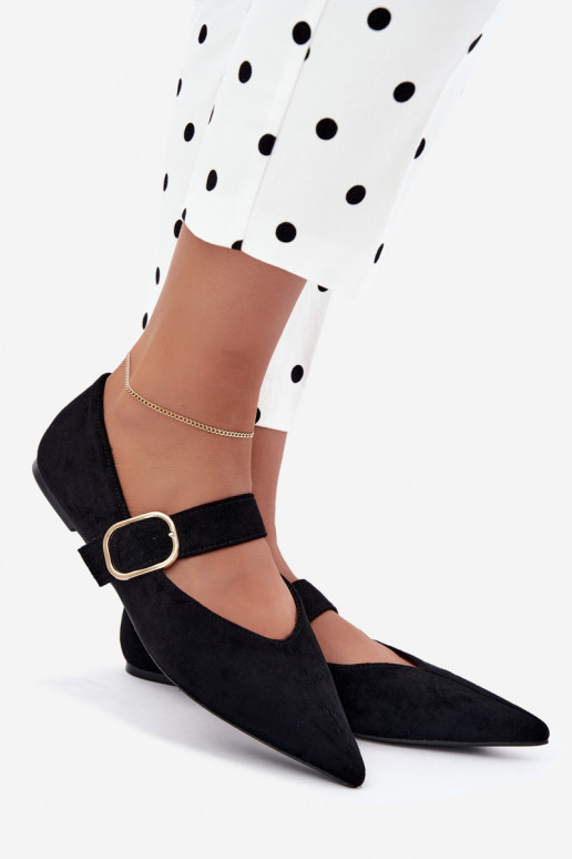 ballerine da donna con cinturini e fibbie color nero Melby