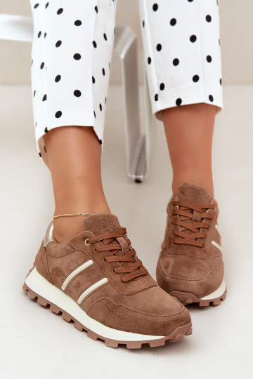 sneakers in suede sintetico D&A LR62-7101 in marrone