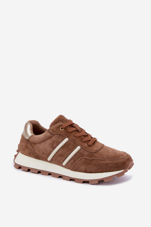 sneakers in suede sintetico D&A LR62-7101 in marrone