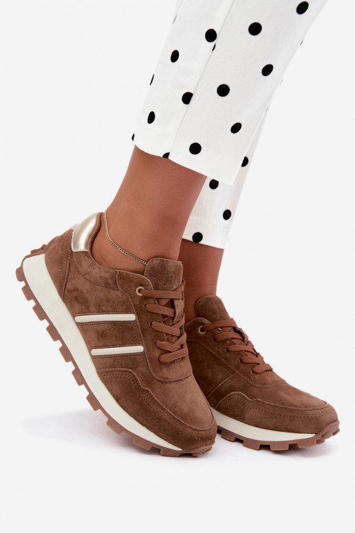 sneakers in suede sintetico D&A LR62-7101 in marrone