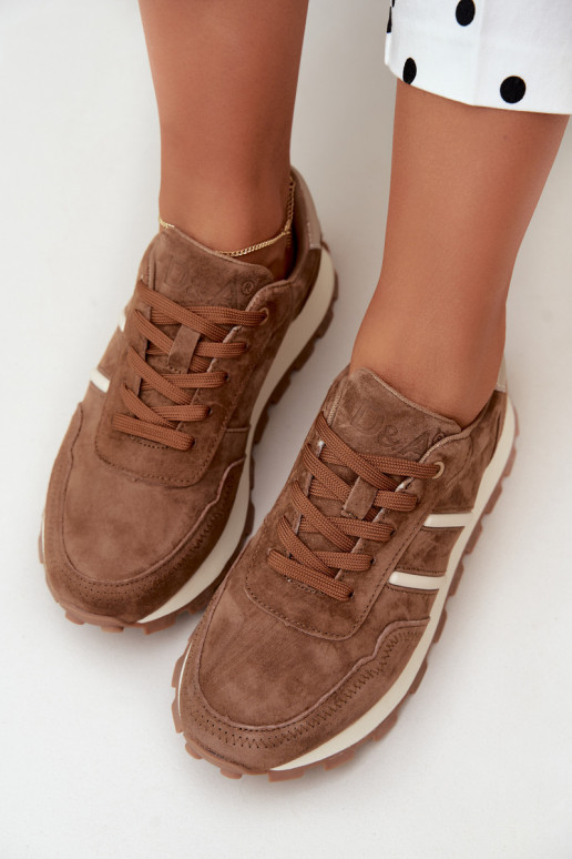 sneakers in suede sintetico D&A LR62-7101 in marrone