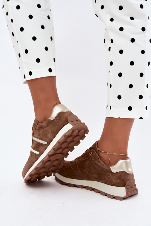 sneakers in suede sintetico D&A LR62-7101 in marrone